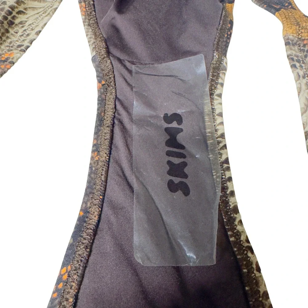 Skims High Leg Bikini Bottom Brown Desert Snake Print Swim Stretch Size 4X NWT